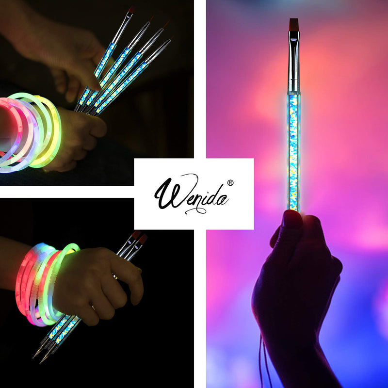 Nail Brush Wenida 5 Pieces Luminous Liner Acrylic Brushes Point Drill Dotting Pen Double-ended Nail Art Manicure Tools colorful - BeesActive Australia