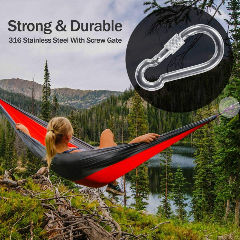 PROND Locking Carabiners, Heavy Duty Carabiner, 316 Stainless Steel Screw Lock Carabiner Hooks (Gold - 2PCS) Black - 2PCS - BeesActive Australia
