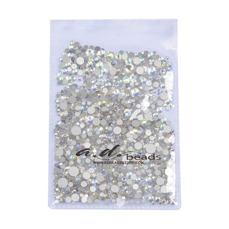 AD Beads 1440 Pieces Mixed Size No Hotfix Glue on Quality Glass Flatback Rhinestones Round Crystal Gems ( 33 Paradise Shine ) Paradise Shine 33 - BeesActive Australia