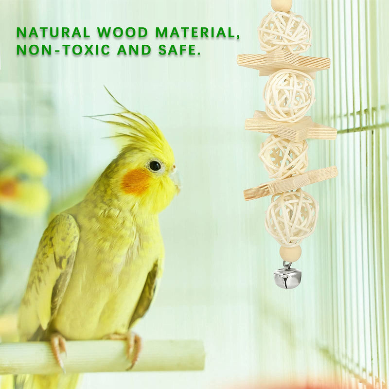GWHOLE 8 PCS Bird Toys for Parakeets, Parrot Swing Chewing Hanging Standing Wooden Toys Bird Cage Accessories for Parrots Cockatiels Conures Budgies - BeesActive Australia