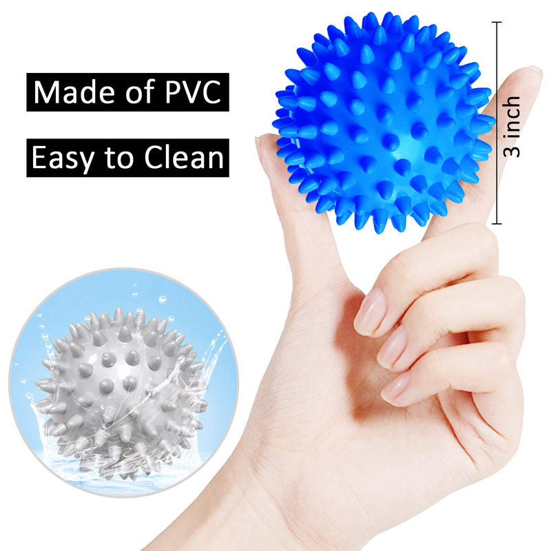 Anvin Spiky Massage Balls Pack of 3 Muscle Roller Lacrosse Balls for Plantar Fasciitis Back Shoulder Pain Relief Foot Muscles, Trigger Point Yoga, Deep Tissue, Stress Reflexology (Silver/Blue/Purple) - BeesActive Australia