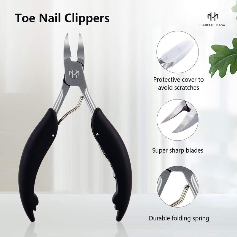 Ingrown Toenail Clippers for Thick Toenails, Professional Podiatrist Nail Clippers and Nail File for Seniors - Made with Super Sharp Surgical Stainless Steel (black) black - BeesActive Australia