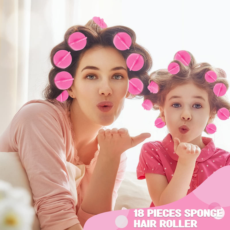 18 Pieces Sponge Hair Rollers Large Soft Foam Hair Styling Curlers 40 mm Large Size Hairdressing Curlers for Women and Kids - BeesActive Australia