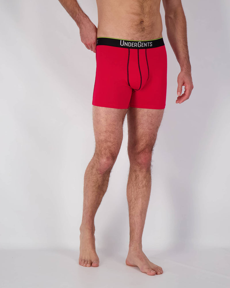 UnderGents Men's Boxer Brief Underwear. 4.5" Leg & Flyless Pouch for CloudSoft Cooling Comfort Not Compression Large Red - BeesActive Australia