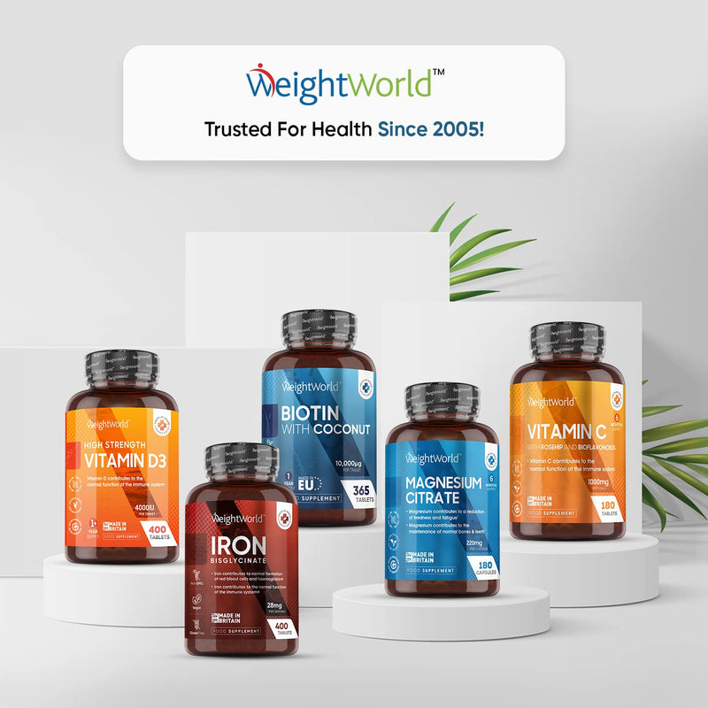 Gentle Iron Tablets High Strength 28mg - 400 Tablets (6+ Months Supply) - Vegan Iron Bisglycinate - Energy Tablets for Tiredness and Fatigue - High Absorption Iron Supplements for Women and Men - BeesActive Australia