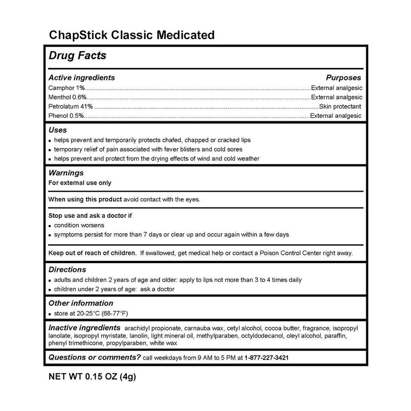 ChapStick Classic Medicated, 0.15 oz, 12-Stick Refill Pack - BeesActive Australia