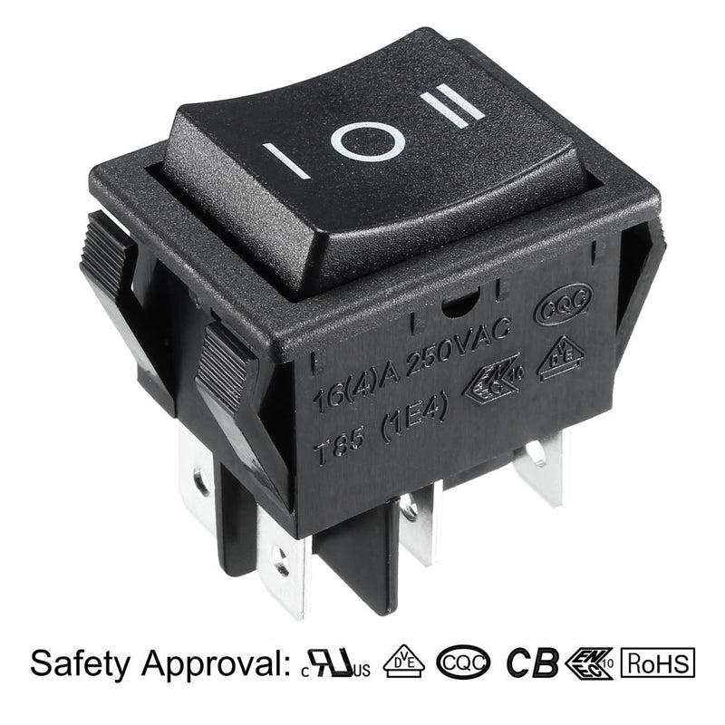 [AUSTRALIA] - uxcell 2Pcs DPDT On/Off/On 3 Position 6Pin Snap Boat Rocker Toggle Switch,Black,AC 16A/125V 16A/250V,for Car,Auto,Boat,Household Appliances 