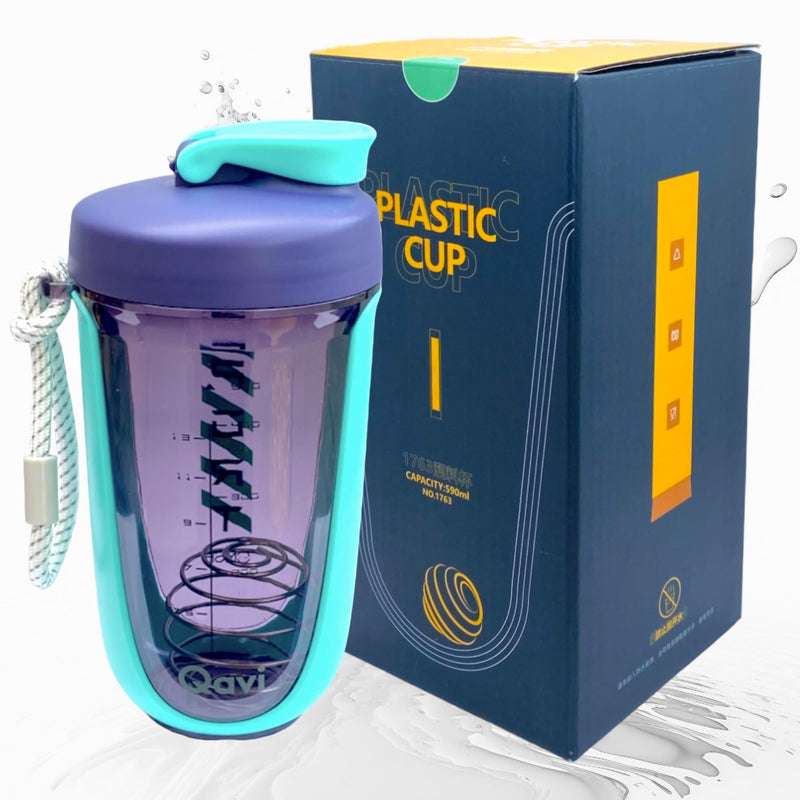 Qavi Protein Shaker Bottle With Stainless Steel Mixing Wire Ball and Rope, Premium Shaker Made of Tritan Materiel BPA Free, Durable Leakproof And Odourless | 590ml Green - BeesActive Australia
