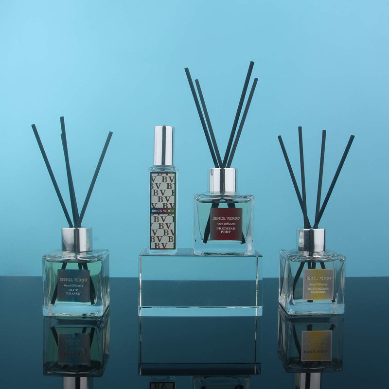 binca vidou Reed Diffuser 50ml - Peony Basil Mimosa Scented Oil Reed Diffuser Set with 18 Sticks - 50 Days Lasting & Strong Aroma - Home Fragrance Diffuser for Bedroom Bathroom Office - Pack of 3 Mimosa, Basil, Peony - BeesActive Australia