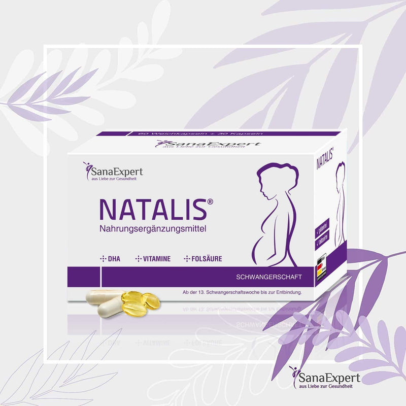 SanaExpert Natalis for Pregnancy and Breastfeeding, Premium prenatal multivitamin Supplement, folic Acid, Vitamins, and DHA, 90 Capsules (1) 1 - BeesActive Australia