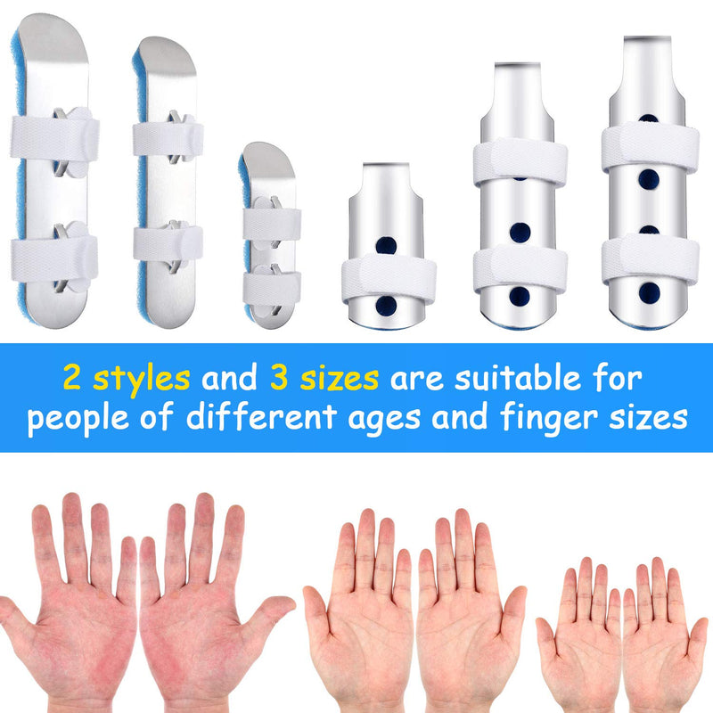 10 Pieces Finger Splint Metal Finger Support Finger Knuckle Immobilization with Soft Foam Inner Band and Protective Vent for Adults and Children, 3 Sizes (Blue) 10 Piece Set Blue - BeesActive Australia