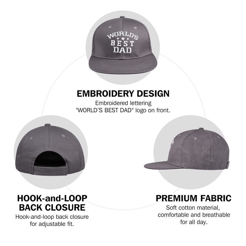 YOULEY Birthday Gifts Snapback Hats for Men Adjustable Flat Visor Trucker Hats for Father with Embroidery Gray - BeesActive Australia