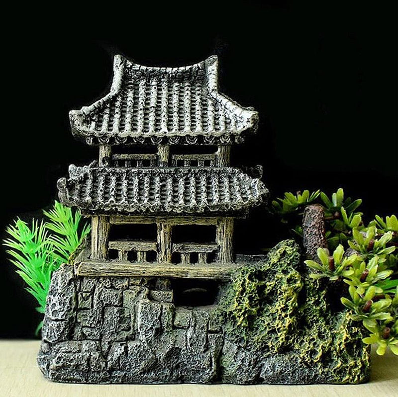 IBWell Classical Large Chinese Building Resin Aquarium Castle Decorations Fish Tank Ornaments #Building - BeesActive Australia