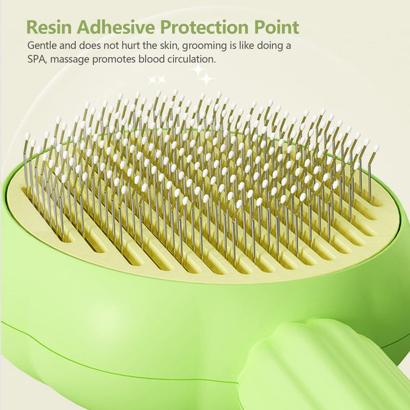 ABSOB Pet Grooming Cat and Dog Brush, Self-Cleaning Sliker Brush for Removes Mats, Tangles, and Loose Hair, Shedding Brush for Short or Long Haired Cats/Dogs (Green) Green - BeesActive Australia