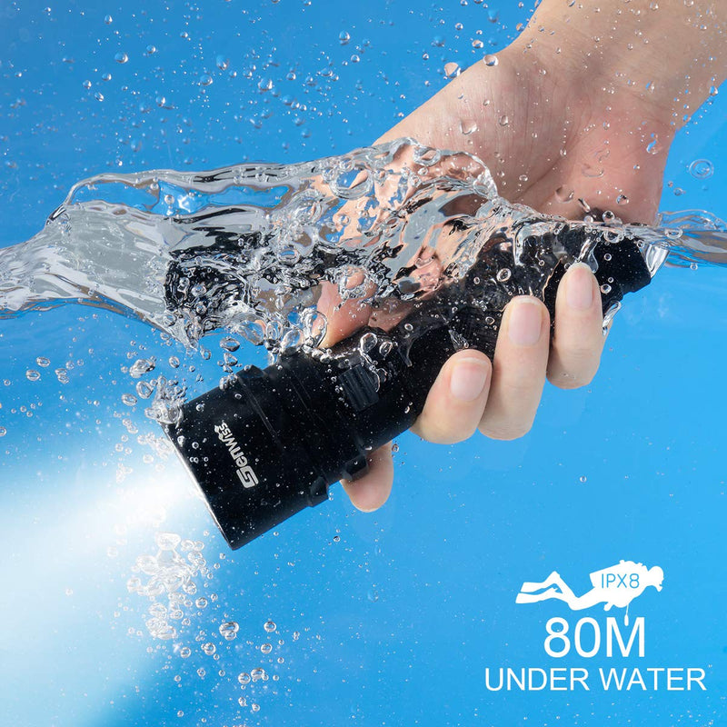 Genwiss Scuba Diving Flashlight Dive Torch 2000 Lumen Waterproof Underwater XM-L2 LED Submarine Lights Holder with Rechargeable Battery,Charger for Under Water Deep Sea Cave at Night - BeesActive Australia