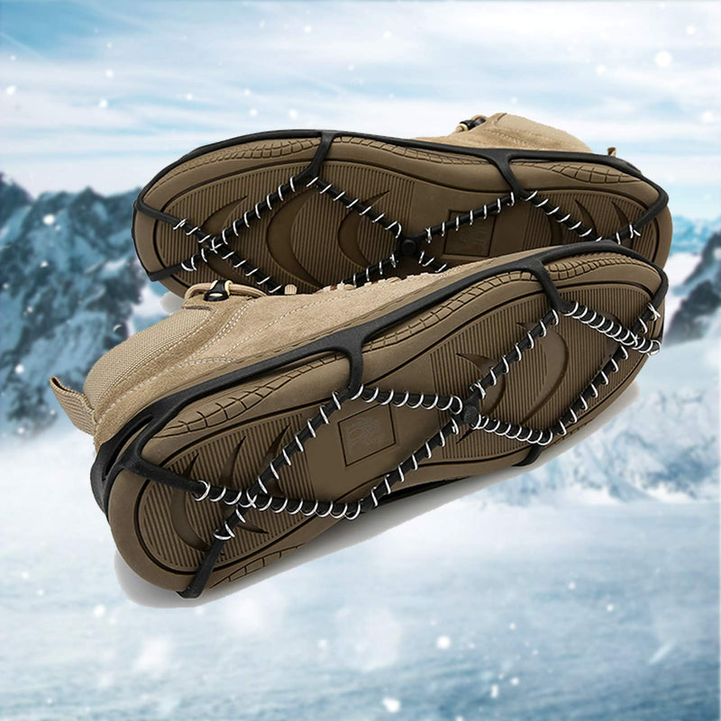 Ice and Snow Anti-Skid Shoe Cover, Spring Anti-Skid Shoe Cover, 1 Pair of ice and Snow Shoes, Non-Slip and Durable Cleats, Nail Chain Shoe Clip, Used for Hiking, ice and Snow Fishing, Rock Climbing Large (Shoe Size: W 13-15/M 11.5-13.5) - BeesActive Australia