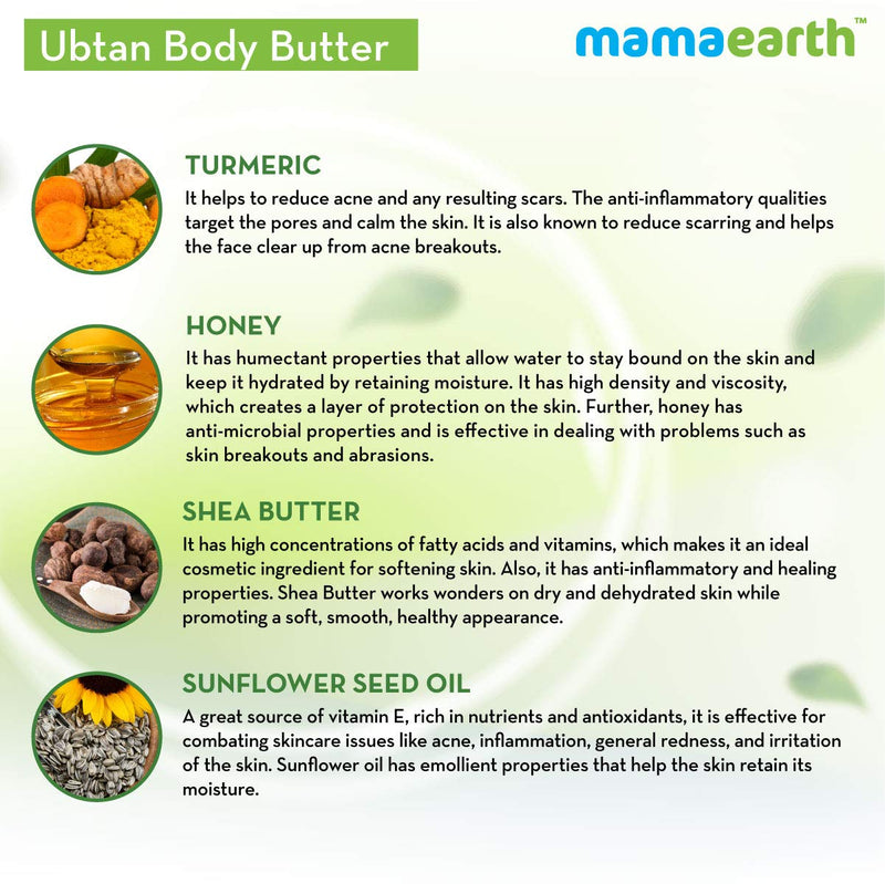 Mamaearth Ubtan Body Butter, For Dry Skin, For Winters, With Turmeric & Honey, For Deep Nourishment, 200g - BeesActive Australia