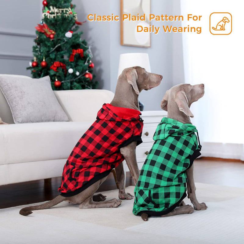 PAWZ Road Dog Coat Plaid Dog Sweater British Style Dog Vest Windproof Dog Jacket Dog Winter Clothes for Small Medium Large Dogs from Size S to 3XLarge XL: (Back Length 21.7" Chest 33.9") Red - BeesActive Australia