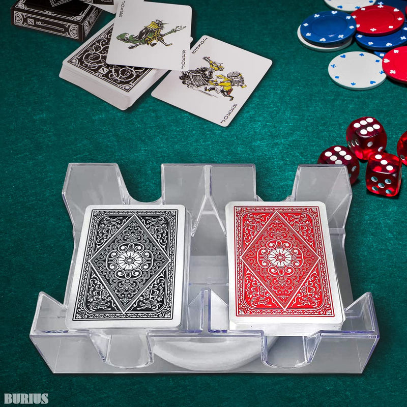 Dual Deck Card Holder Tray - 360 Degree Revolving Card Holder Canasta Cards Holder Playing Card Holder for Kids Plastic Card Holder - BeesActive Australia