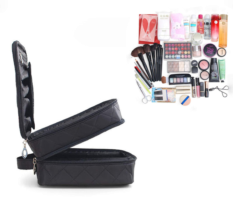 Travel Makeup Pouch ,Double Layer Cosmetic Bags ,Large Cosmetic Bag(25cm*20cm*12cm) , Wash Bag for Women(Black) Black - BeesActive Australia
