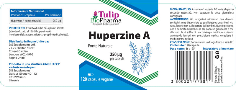 Huperzine A 250mcg 120 Capsules, 3rd Party lab Tested, High Strength Supplement, Gluten and GMO Free - BeesActive Australia