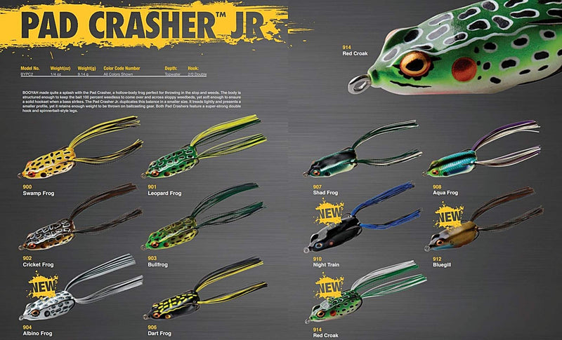 [AUSTRALIA] - BOOYAH Pad Crasher Topwater Bass Fishing Hollow Body Frog Lure with Weedless Hooks Shad Frog Pad Crasher Jr 