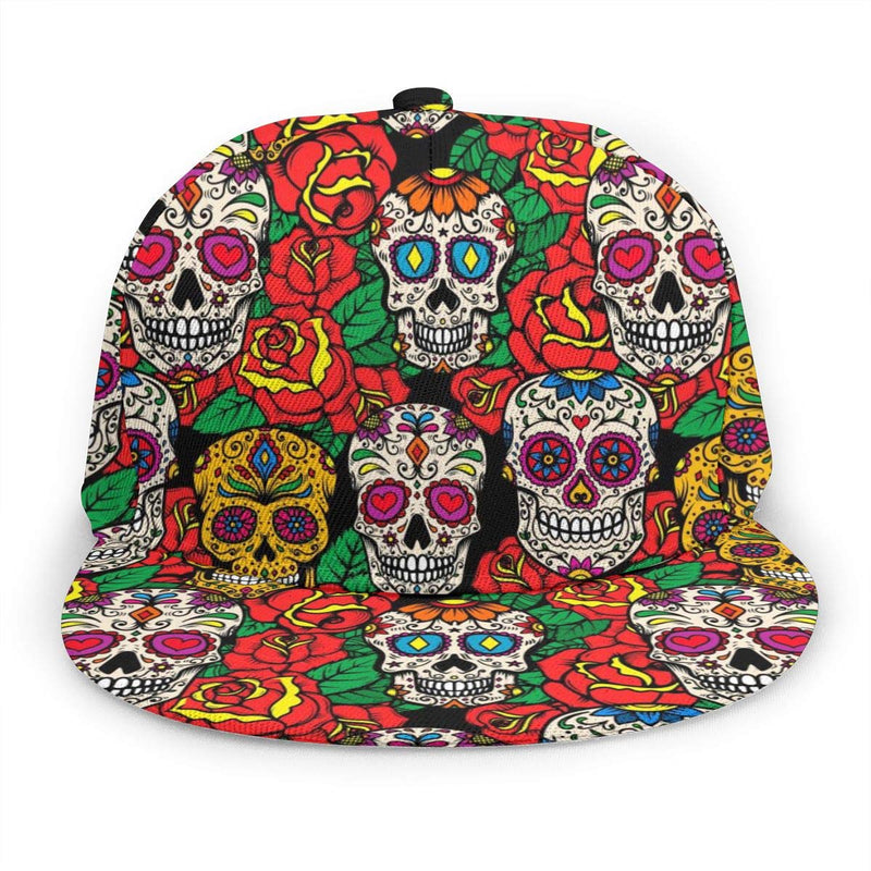antkondnm Abstract Pattern On Occult Theme Flat Bill Brim Cap, Cool Hip Hop Trucker Hat Men Women Adjustable Baseball Caps Mexican Sugar Skulls - BeesActive Australia