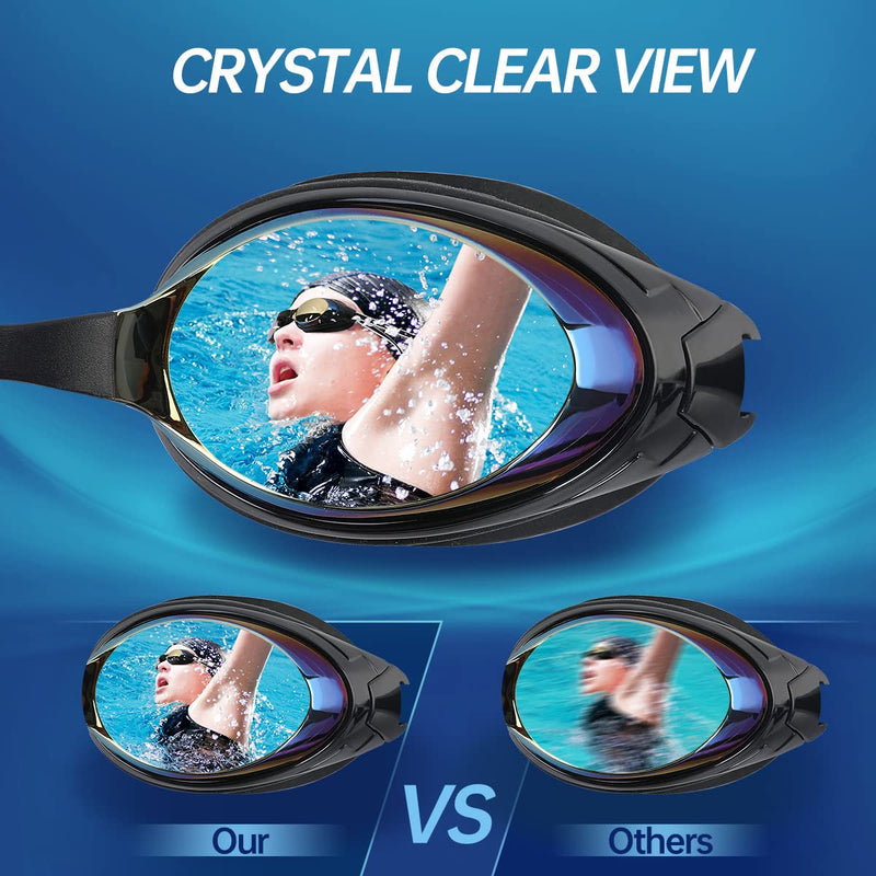 Nearsighted Swim Goggles, Shortsighted Swim Goggles Anti Fog UV Protection Fit for Kids Adult Men Women, No Leaking Black-3.5 - BeesActive Australia
