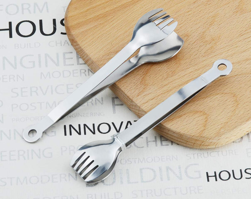 HINMAY Mini Serving Tongs 6-Inch Stainless Steel Small Appetizer Tongs, Set of 4 (Mirror Polished) Mirror Polished - BeesActive Australia
