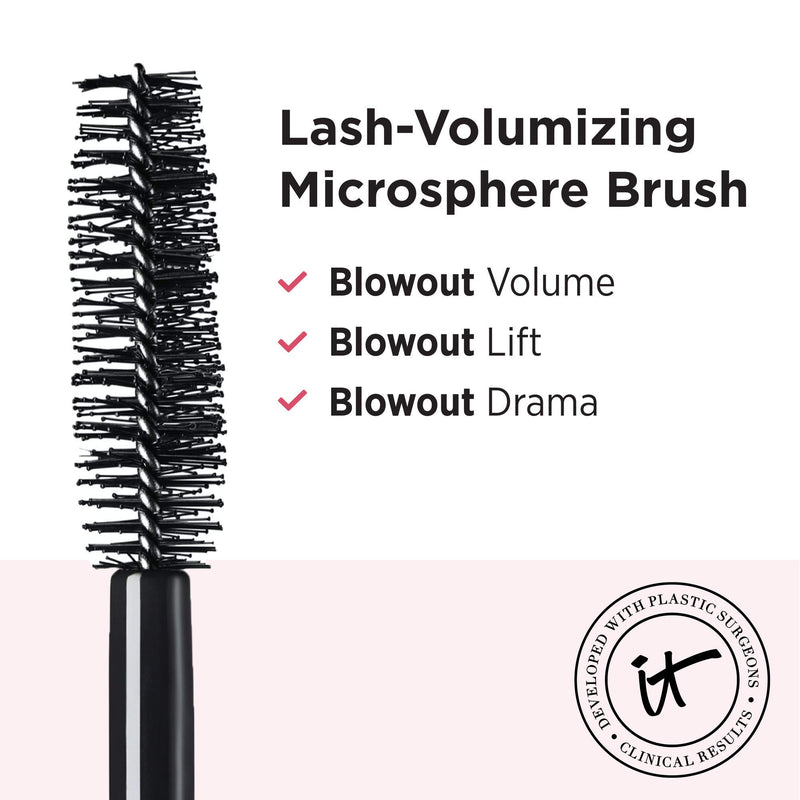 IT Cosmetics Lash Blowout Mascara, Black - Lifts, Volumizes & Separates Lashes - Unique Wand Developed with Drybar - Contains Biotin - 0.24 fl oz - BeesActive Australia