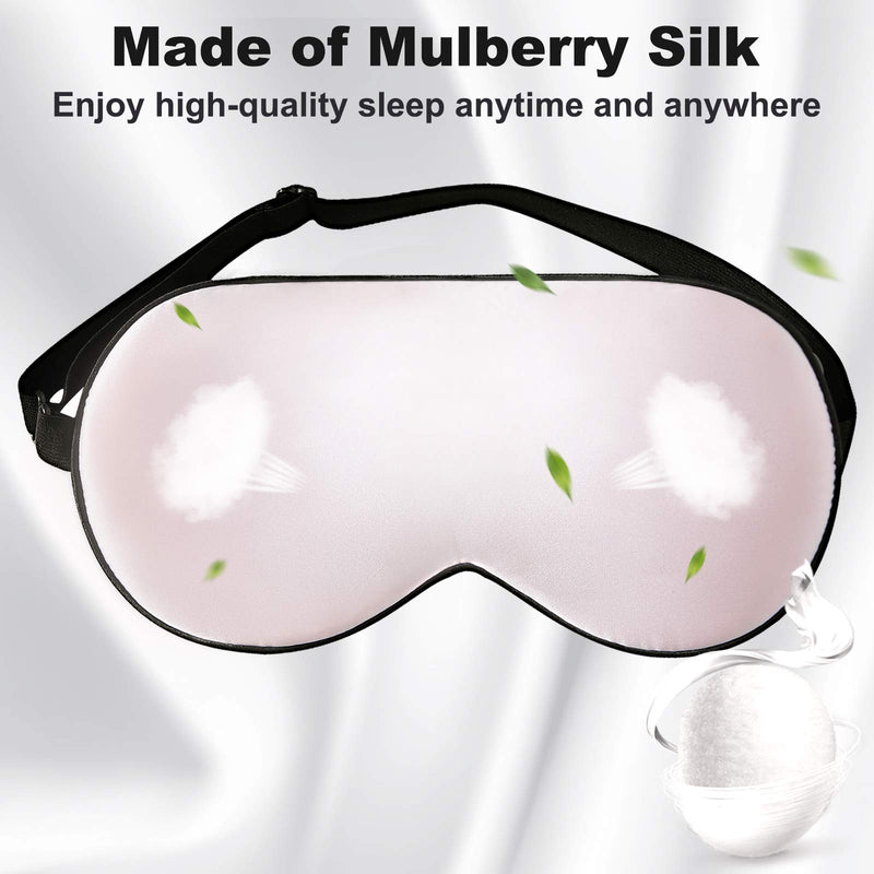 Silk Sleep Mask & Blindfold, Summer Cool, Mulberry Silk Eye Mask with Elastic Strap Relieving Eye Fatigue and No Stimulation, Soft Eye Cover Eyeshade for Night Sleeping, Nap & Travel (Pink) Pink - BeesActive Australia