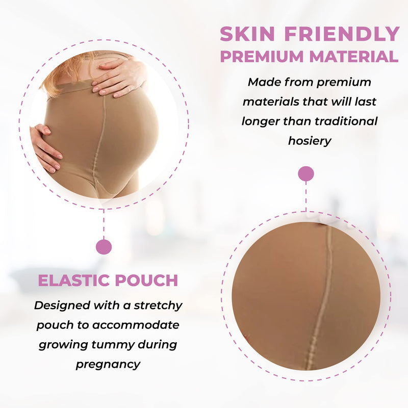 GABRIALLA H-340 Maternity Pantyhose - Compression Stockings (23-30 mmHg) Medium Beige - BeesActive Australia
