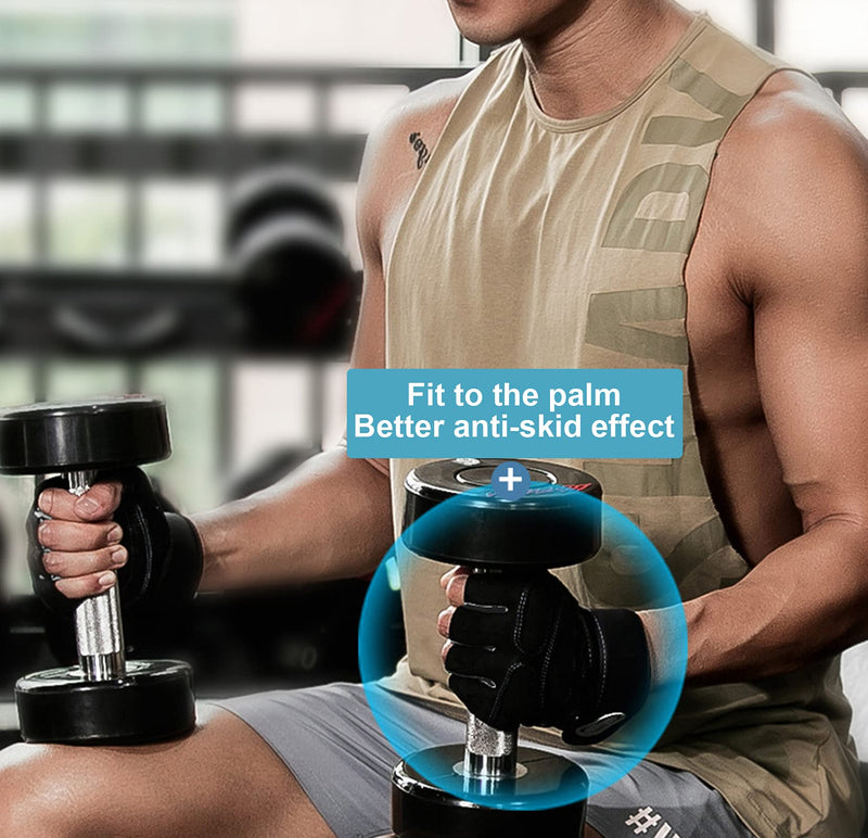 SUJAYU Workout Gloves, Gym Gloves for Men, Wrist Wraps Lifting Wrist Wraps Gloves for Working Out, Hand Out Gloves Fitness Gloves Full Palm Protection Black Medium - BeesActive Australia