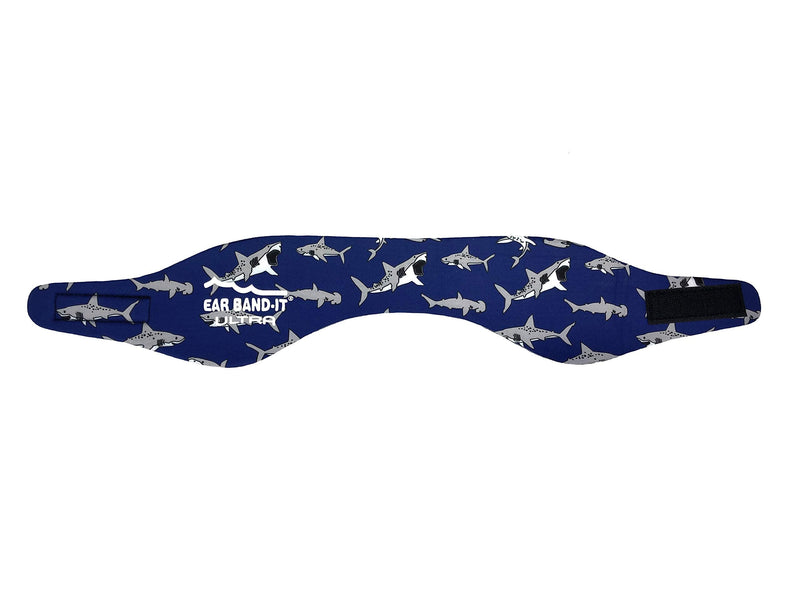 EAR BAND-IT Ultra Swimming Headband - Best Swimmer's Headband - Keep Water Out, Hold Earplugs in - Doctor Recommended - Secure Ear Plugs - Invented by ENT Physician Small (ages 3mo to 1yr) Sharks - BeesActive Australia