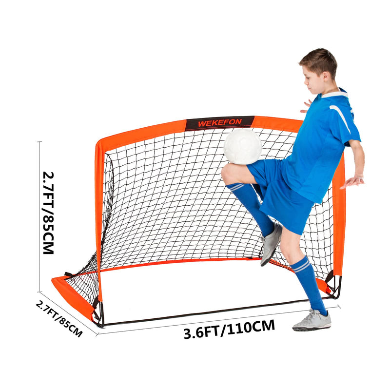 WEKEFON Soccer Goals, Set of 2 - Size 3.6'x2.7' Portable Foldable Pop Up Soccer Net for Backyard Training Goal for Kids and Youth Soccer Practice with Carry Bag - BeesActive Australia