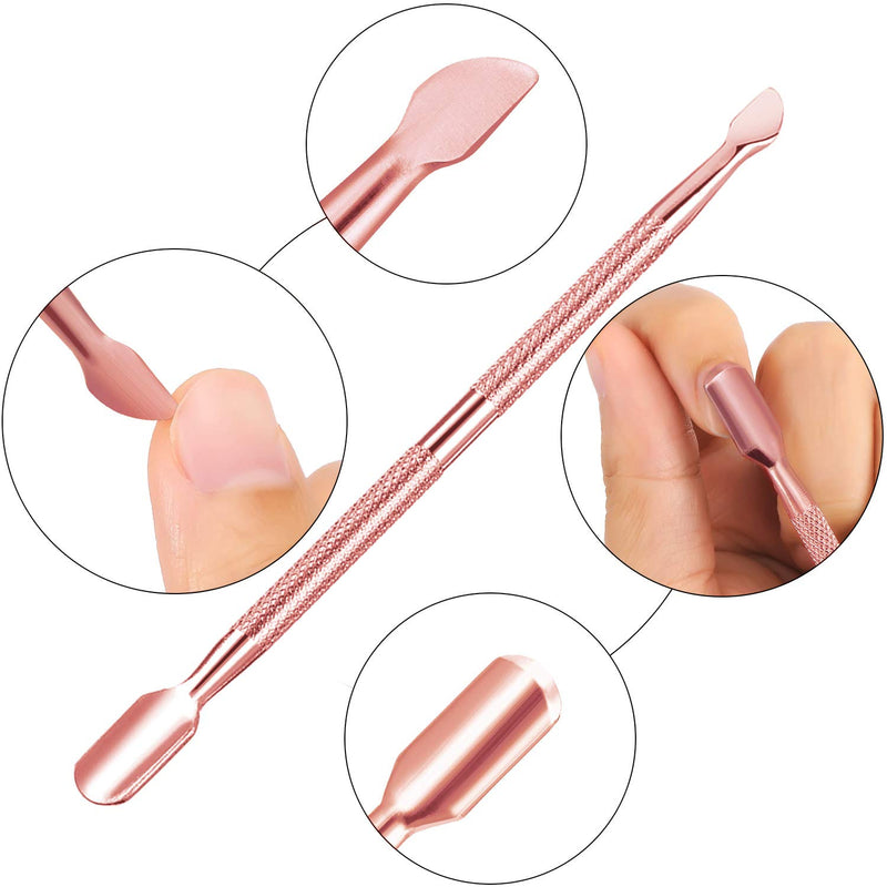 Frienda Cuticle Pusher Remover Kit, Stainless Steel Triangle Cuticle Peeler Scraper and Double Ended Cuticle Pusher Cutter Spoon Nail Cleaner Gel Nail Polish Nail Art Remover Tools (Rose Gold) Rose Gold - BeesActive Australia