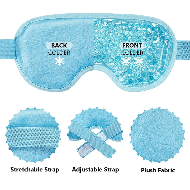 Zequech PVC Eye Mask, Cooling Eye Mask Gel, Hot Cold Soothing, Compress Gel Beads Eye Mask, Cooling Eye Mask for Puffy Eyes, Dark Circles, Headaches, Reduce Eyes Dry Swollen, Reusable Eye Cover - BeesActive Australia