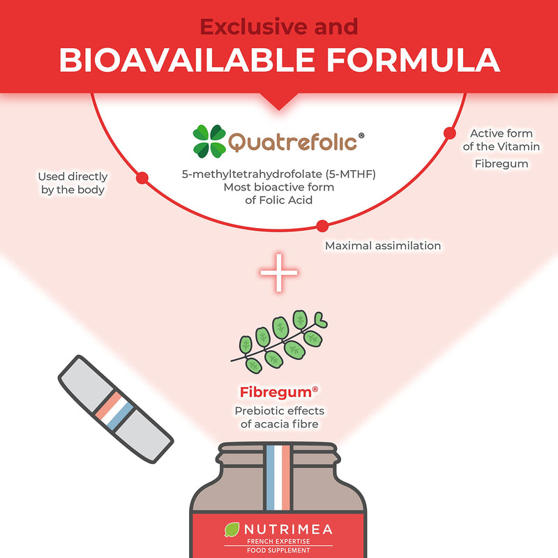 Folic Acid (400mcg) | Patented Vitamin B9 | 120 Vegan Capsules | Pregnancy Vitamins | Active Form with Superior Assimilation | French Expertise - BeesActive Australia