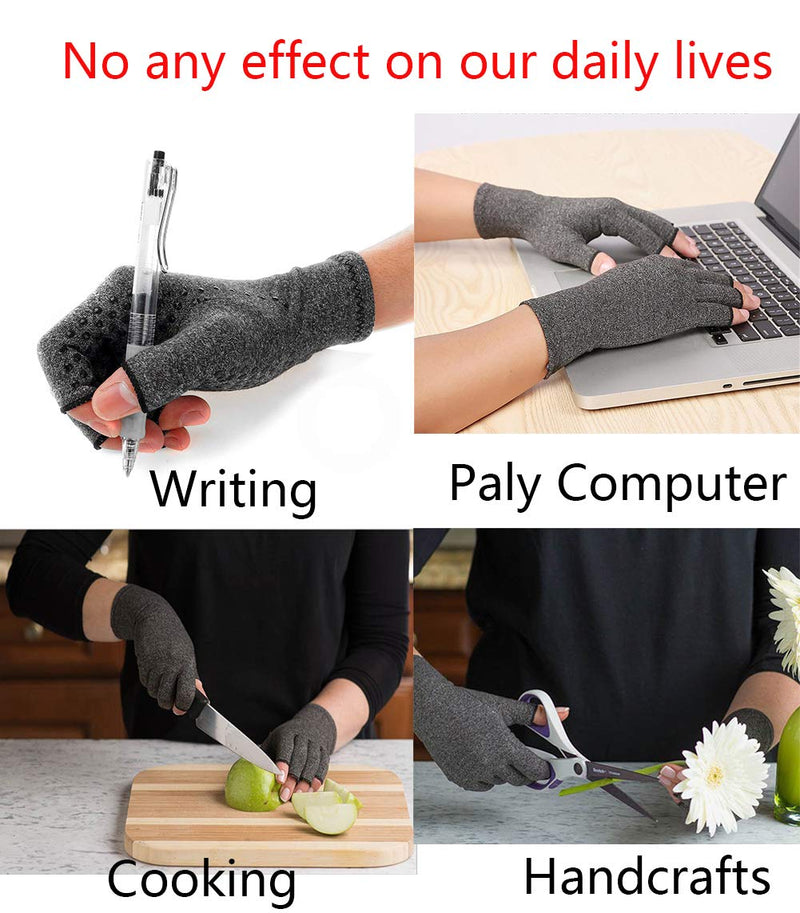 RZJZGZ 2 Pairs Fingerless Anti-Arthritis Gloves for Women & Men, Providing Warmth and Compression to Help Increase Circulation Hand Pain Relief and Promoting Healing, Carpal Tunnel Gloves (L) L (Pack of 4) - BeesActive Australia