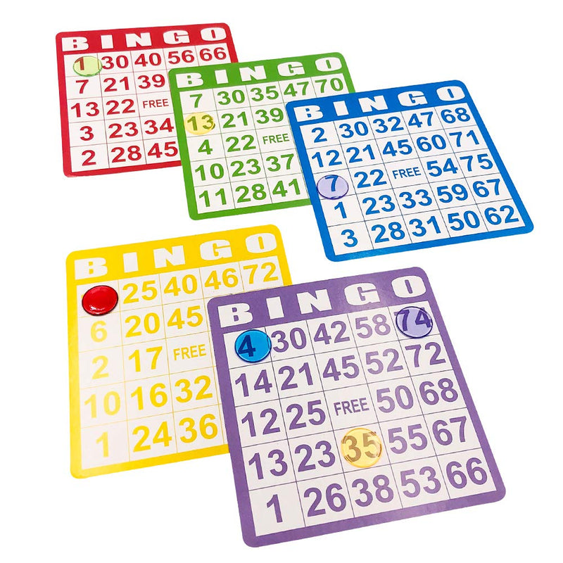 Yuanhe Complete Bingo Game Set with 50 Bingo Cards, 500 Colorful Transparent Bingo Chips and Deck of Calling Cards - BeesActive Australia
