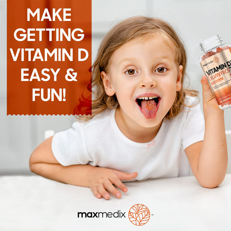 Vitamin D Gummies Kids 1000IU - Natural Orange Flavour Gummies - 4 Months Supply (120 Vitamin D3 Gummies) - One A Day - for 4 Years+ Children - Vegetarian, GMO & Gluten-Free Gummy Vitamin D for Kids - BeesActive Australia