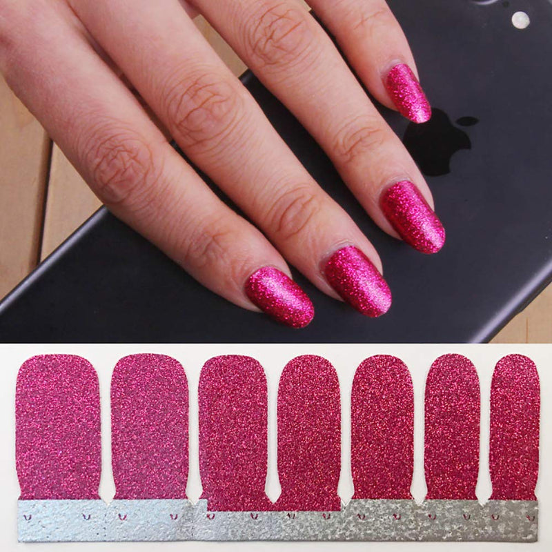 WOKOTO 10 Sheets Glitter Adhesive Nail Polish Decals Strips With 1Pc Nail File Solid Color Nail Wraps Stickers Tips Manicure Kit KIT1 - BeesActive Australia