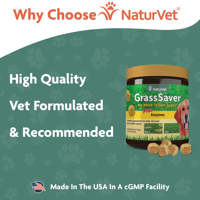 NaturVet – GrassSaver Supplement for Dogs – Healthy Supplement to Help Rid Your Lawn of Yellow Spots – Synergistic Combination of B-Complex Vitamins & Amino Acids – 120 Soft Chews 120 Count (Pack of 1) - BeesActive Australia