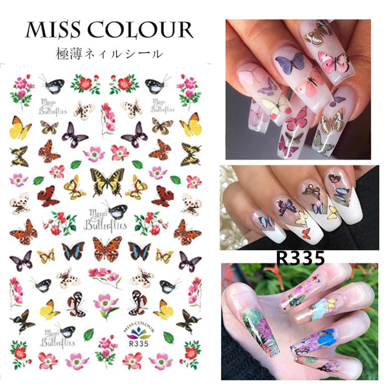 6 Sheets Butterfly Nail Art Stickers Colorful Nail Art Decals for Acrylic Nails 3D Self Adhesive Nail Art Charms Nail Stickers for Women Kids Girls Manicure Tips Acrylic Nail Foils Nail Art - BeesActive Australia