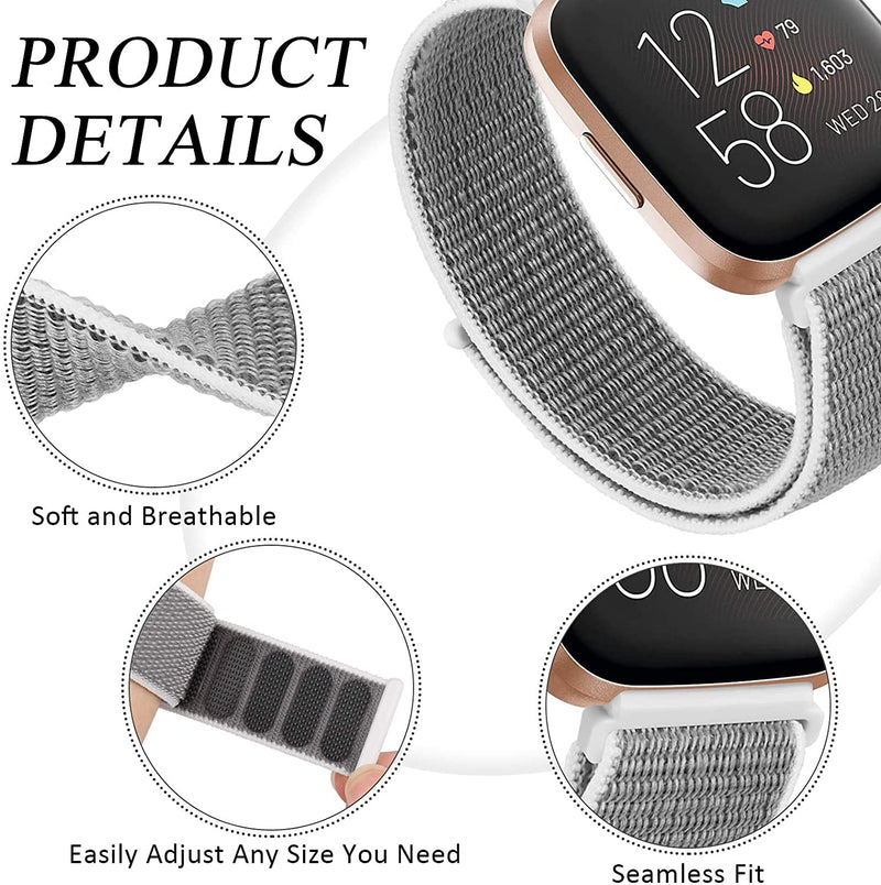 Nylon Sports Bands for Wyze Watch 44 47mm, Adjustable Sports Loop Replacement Strap Wristbands Compatible with Wyze Smart Watch Seashell - BeesActive Australia