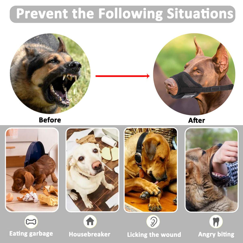 Dog Muzzle Anti Biting and Chewing, with Comfortable Mesh Soft Fabric and Adjustable Strap, Suitable for Small, Medium and Large Dogs XS Red Trim - BeesActive Australia