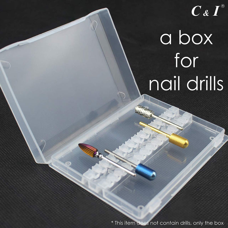 C & I Nail Drill Bit Holder, Max 14 Nail Drills Hold, Dustproof, Clear, Portable Mini Box, Easy to Carry-on, E-File Box (Drill Bits Not Include) - BeesActive Australia