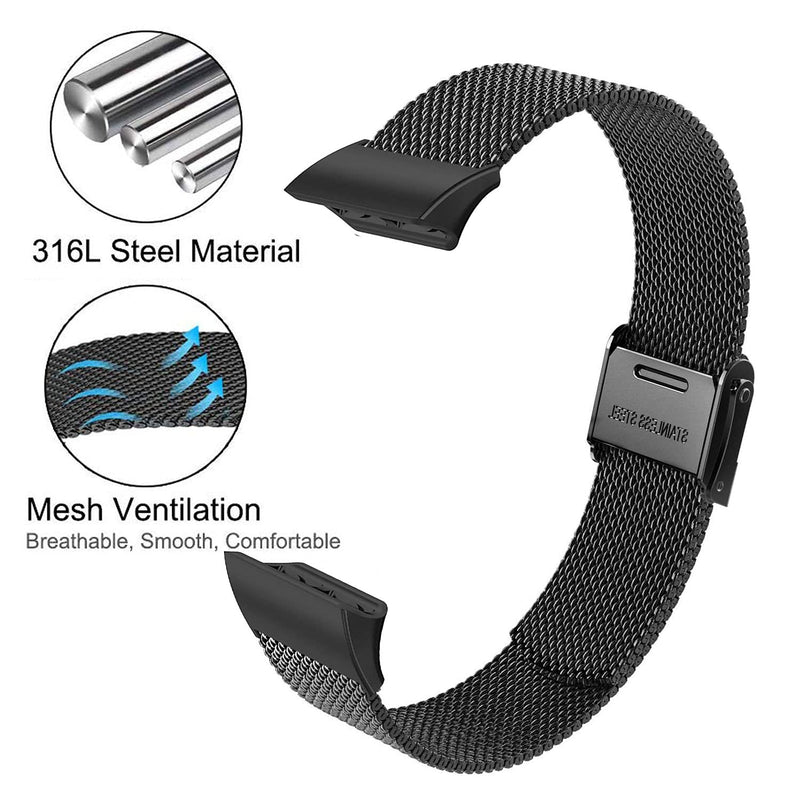 ViCRiOR Band Compatible with Garmin Forerunner 35, Mesh Woven Stainless Steel Replacement Bracelet Bands Strap Wrist Band for Garmin Forerunner 35, Black - BeesActive Australia