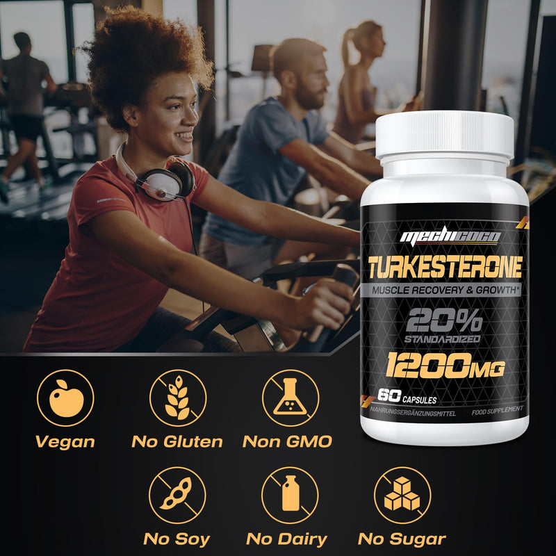 Turkesterone Supplement 1200mg Ajuga Turkestanica Extract - High Strength, Standardized to 20% Turkesterone, Muscle Growth & Strength - Vegan, Free from Soy, Additives 60 count (Pack of 1) - BeesActive Australia