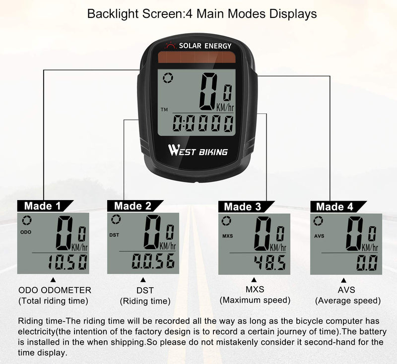 ICOCOPRO Bike Computer with Solar Energy Bicycle Speedometer and Odometer Wireless Waterproof Cycling Computer LCD Backlight Automatic Wake-up & Multi-Functions - BeesActive Australia